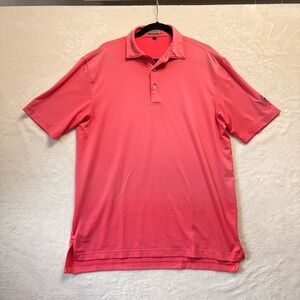 Peter Millar Shirt‎ Men Medium Pink Summer Comfort Golf Polo Performance Stretch